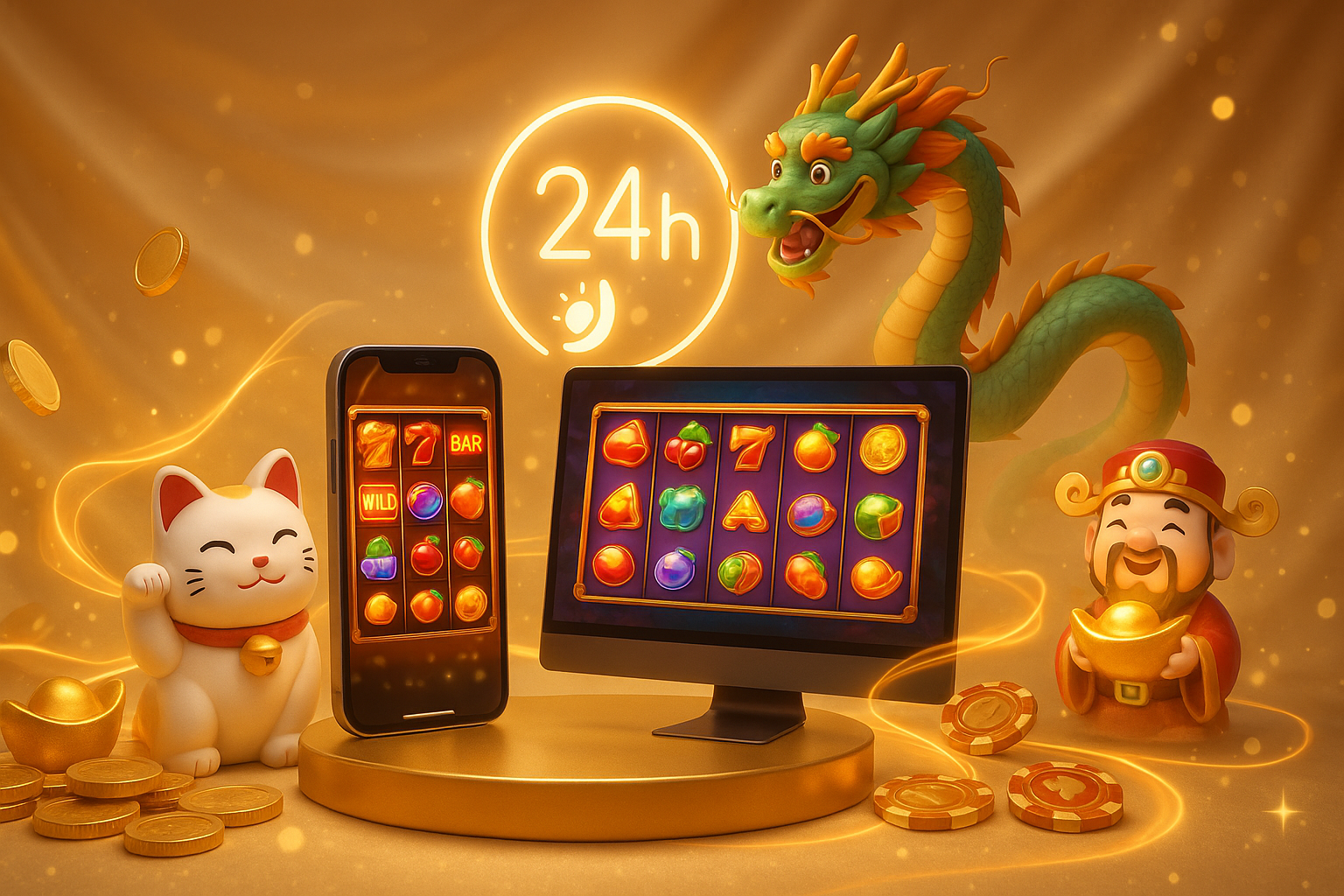 ภาพประกอบการใช้งานมือถือและพีซีผ่าน ทางเข้า 77neko สล็อต เข้าสู่ระบบได้ 24 ชม